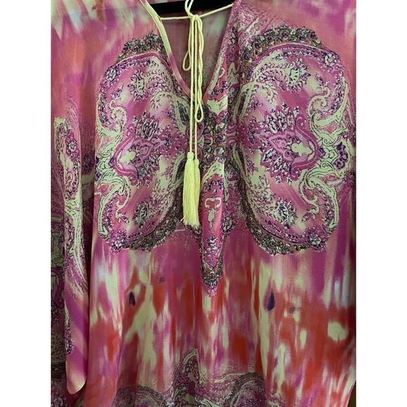 Harlow Zee Paisley Tie Dye Semi-Sheer Flowy Top XS - Picture 7 of 10